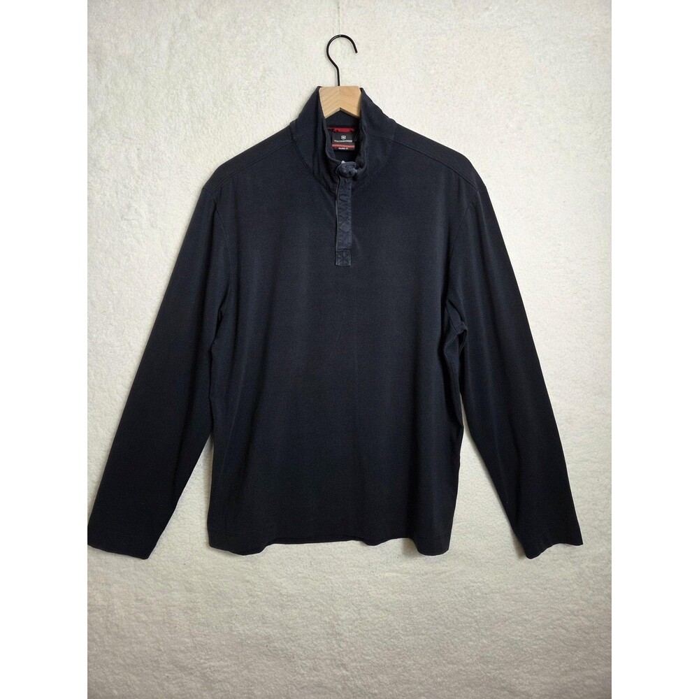 Victorinox Mens Shirt XL Blue 1/4 Snap Button Knit‎ LS Tailored Fit Casual Logo